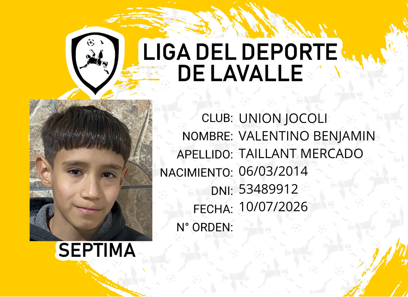Foto carnet TAILLANT MERCADO, VALENTINO BENJAMIN