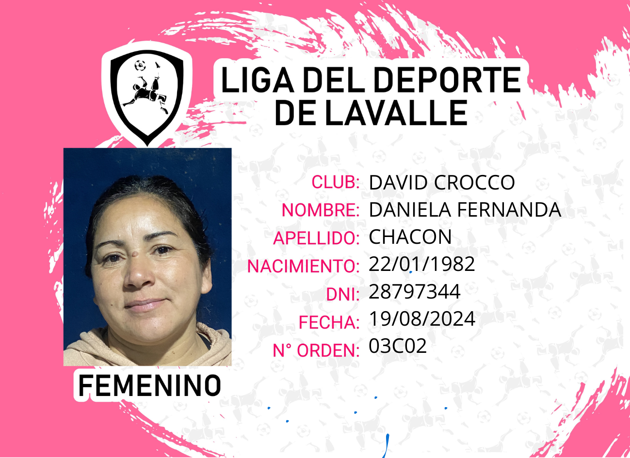 Foto carnet CHACON DANIELA FERNANDA