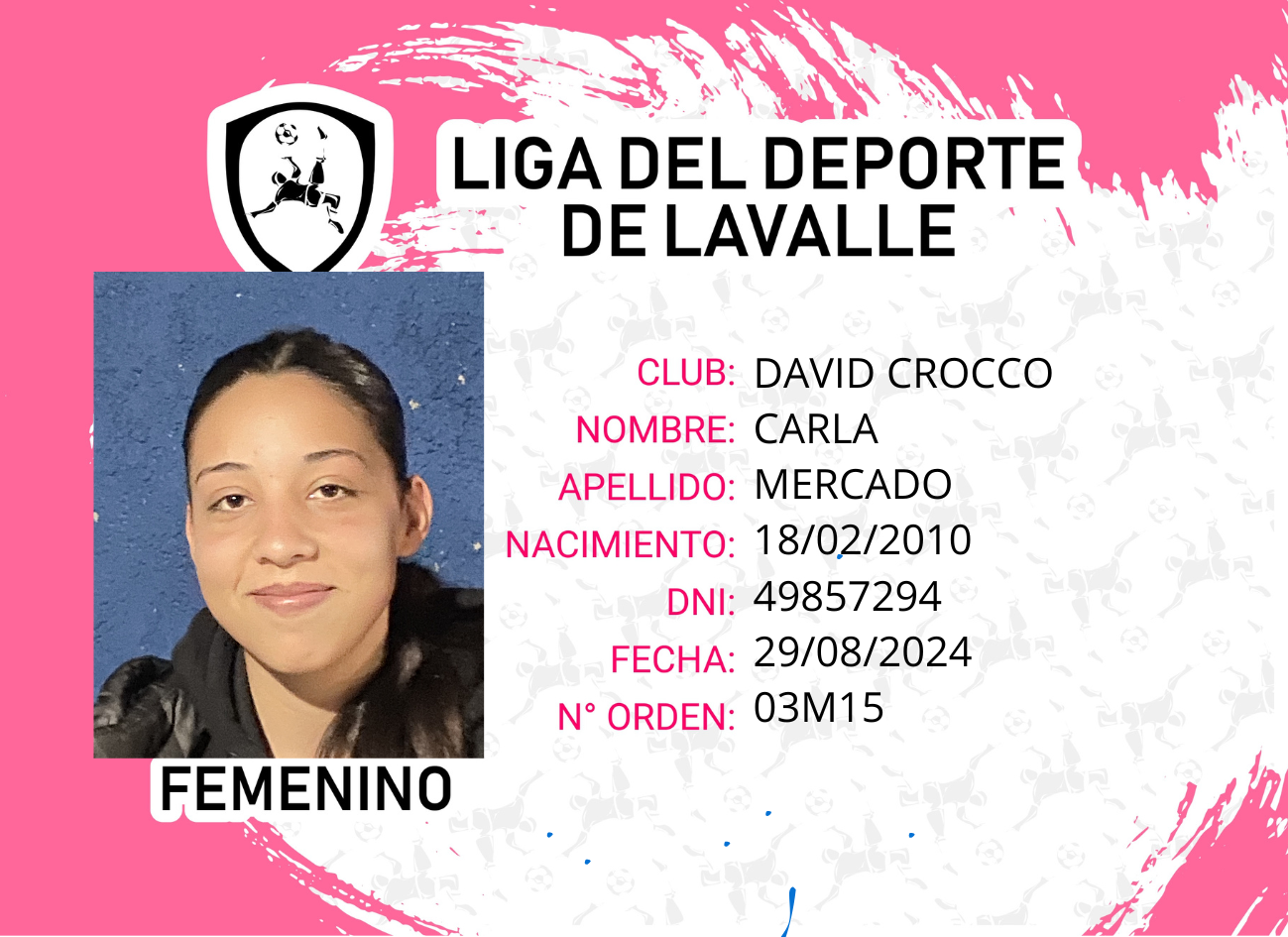 Foto carnet MERCADO CARLA