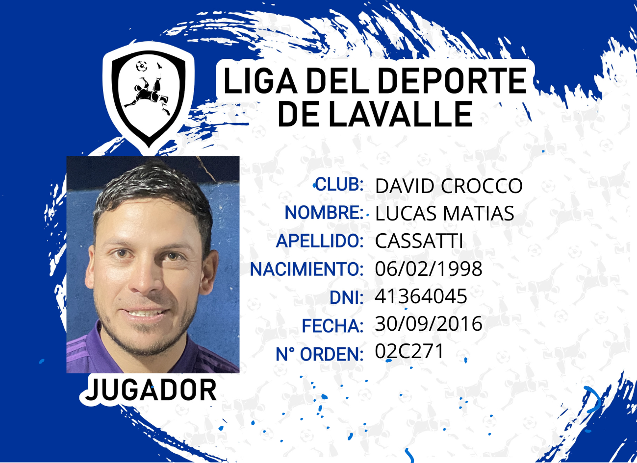 Foto carnet CASSATTI LUCAS NICOLAS 