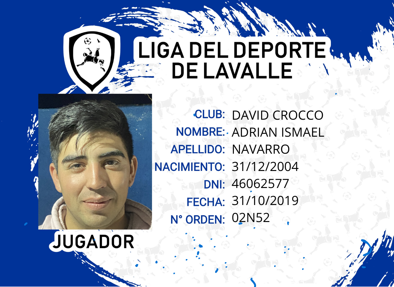 Foto carnet NAVARRO ADRIAN ISMAEL