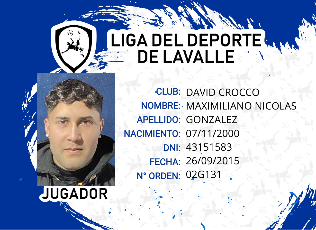 Foto carnet GONZALEZ MAXIMILIANO NICOLAS 