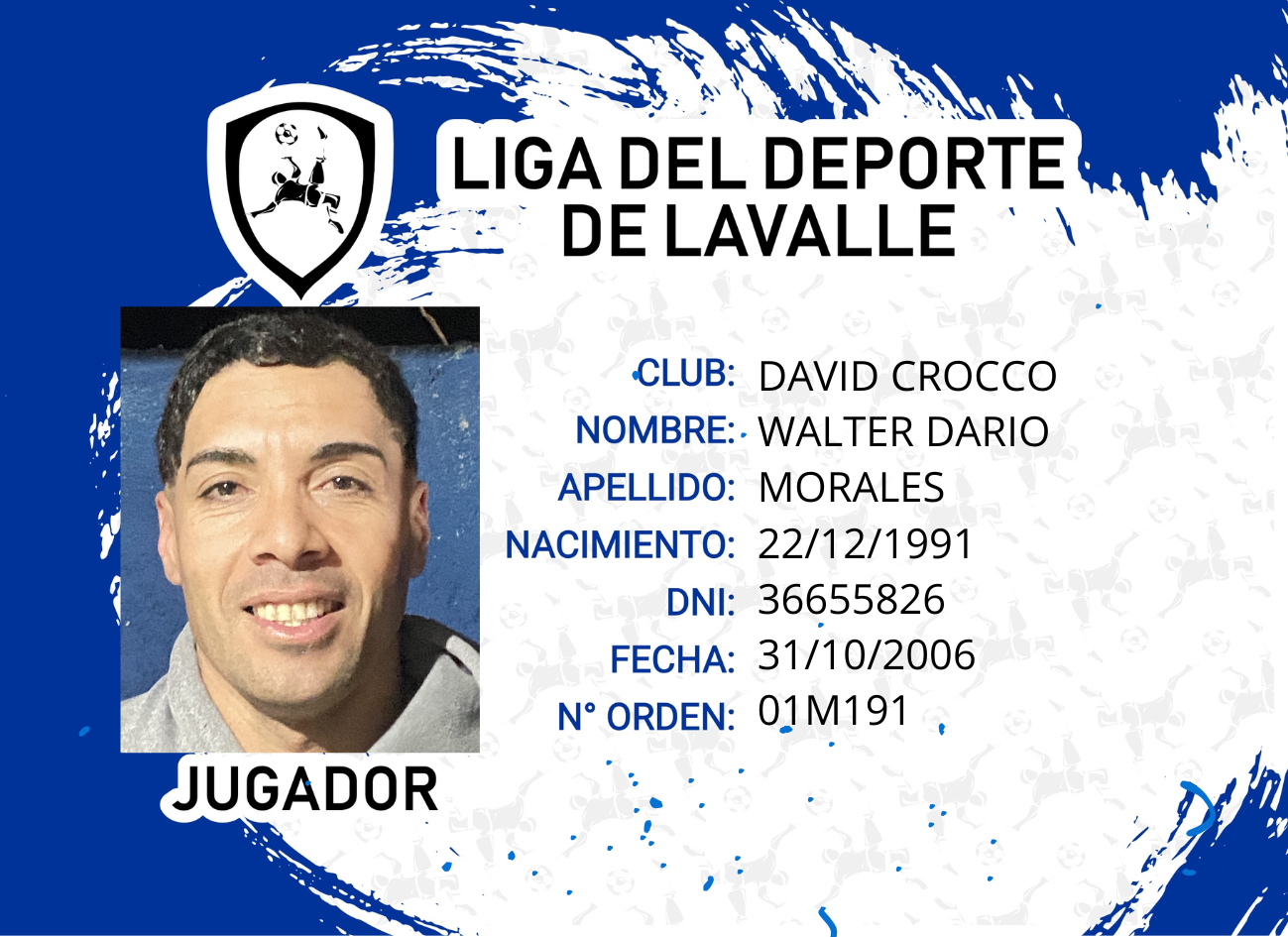 Foto carnet MORALES WALTER DARIO