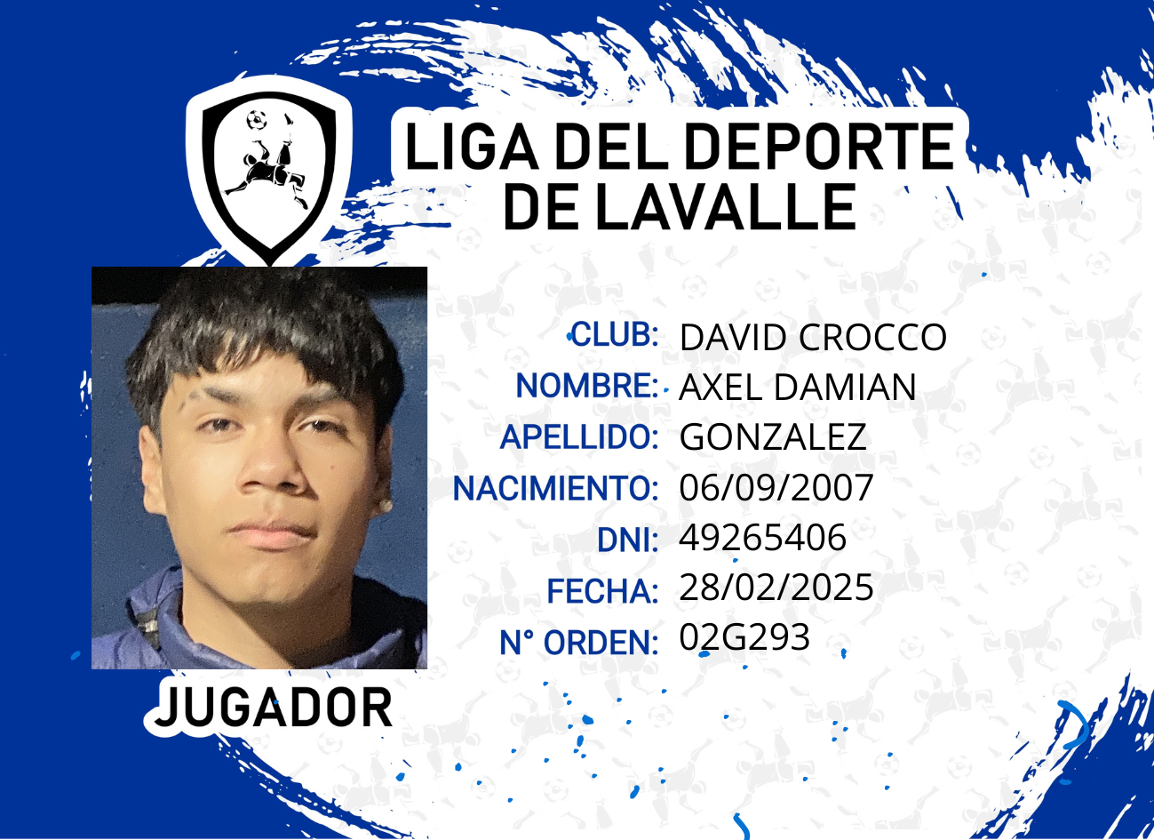 Foto carnet GONZALEZ AXEL DAMIAN