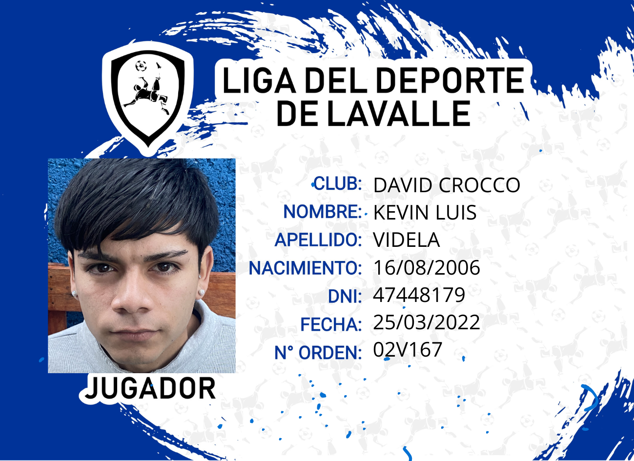 Foto carnet VIDELA KEVIN LUIS 