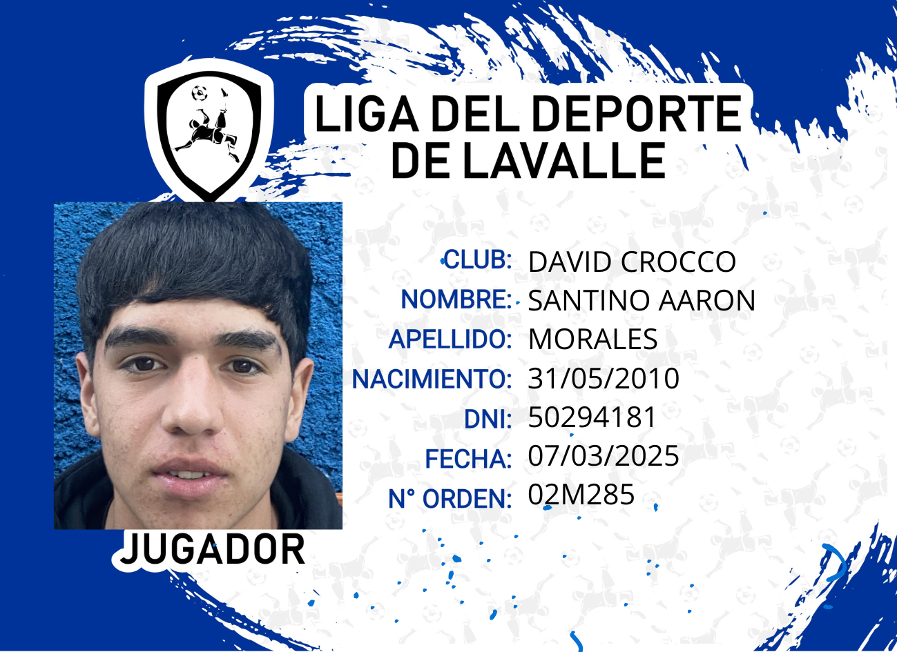 Foto carnet MORALES SANTINO AARON