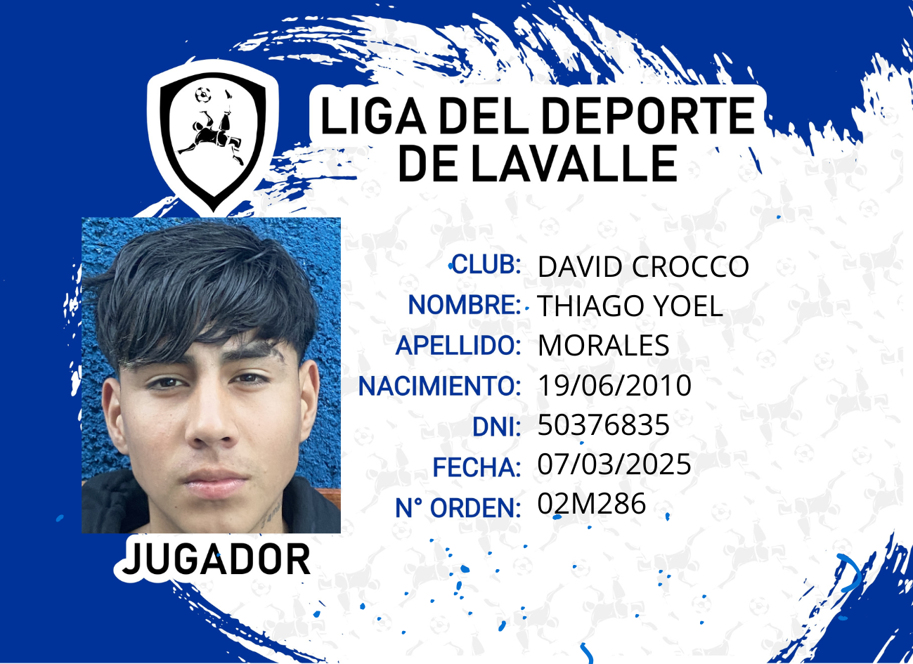 Foto carnet MORALES THIAGO YOEL