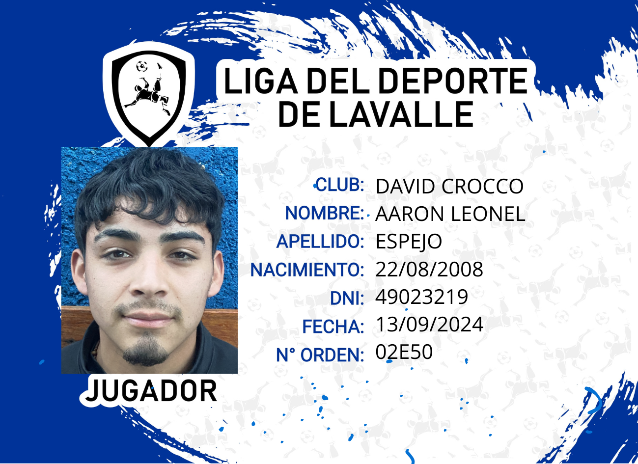Foto carnet ESPEJO AARON LEONEL