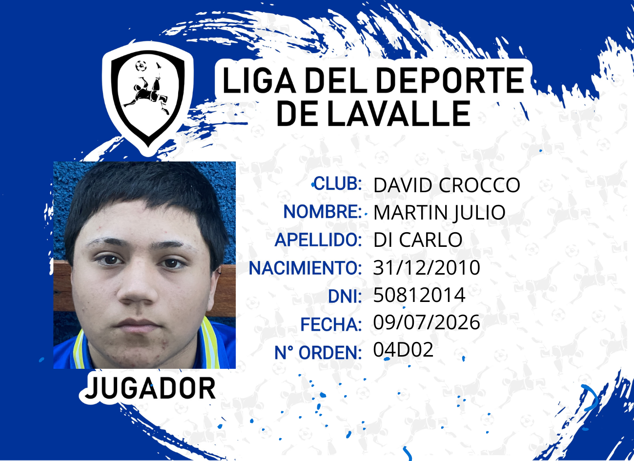 Foto carnet DI CARLO MARTIN JULIO