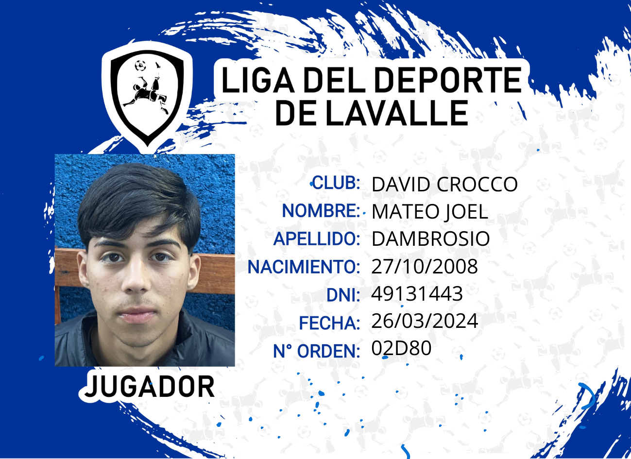 Foto carnet DAMBROSIO MATEO JOEL