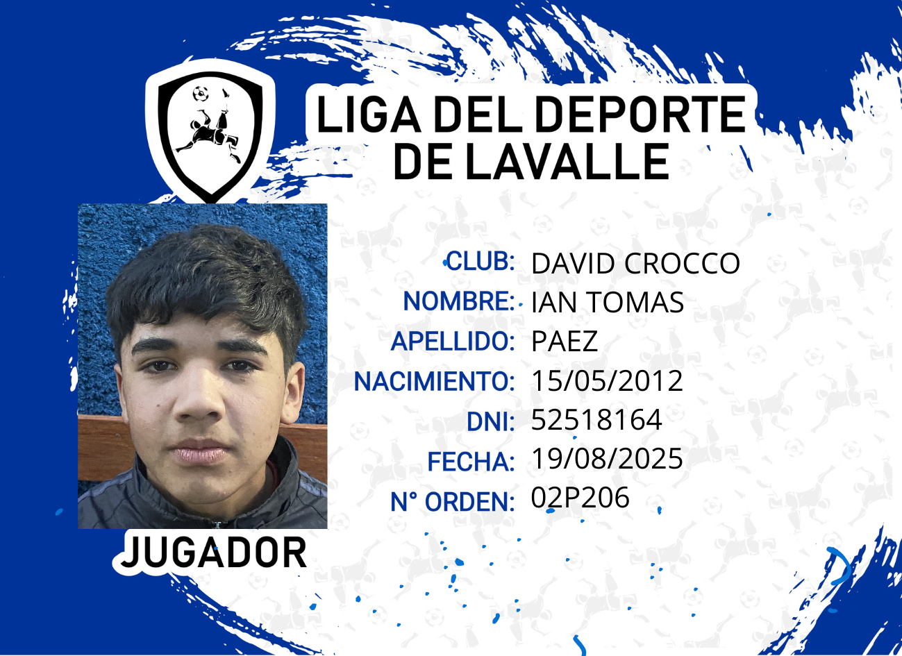 Foto carnet PAEZ IAN TOMAS 