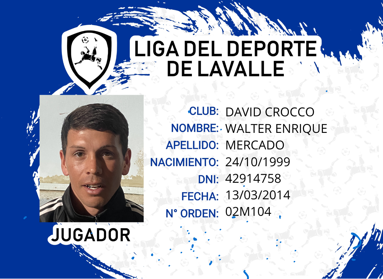 Foto carnet MERCADO WALTER ENRIQUE 