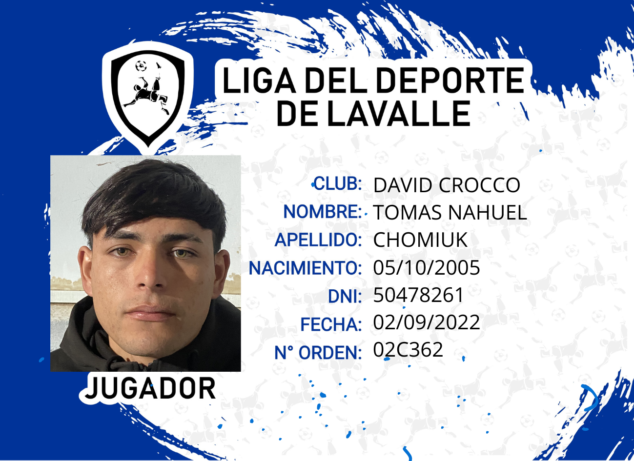 Foto carnet CHOMIUK TOMAS NAHUEL