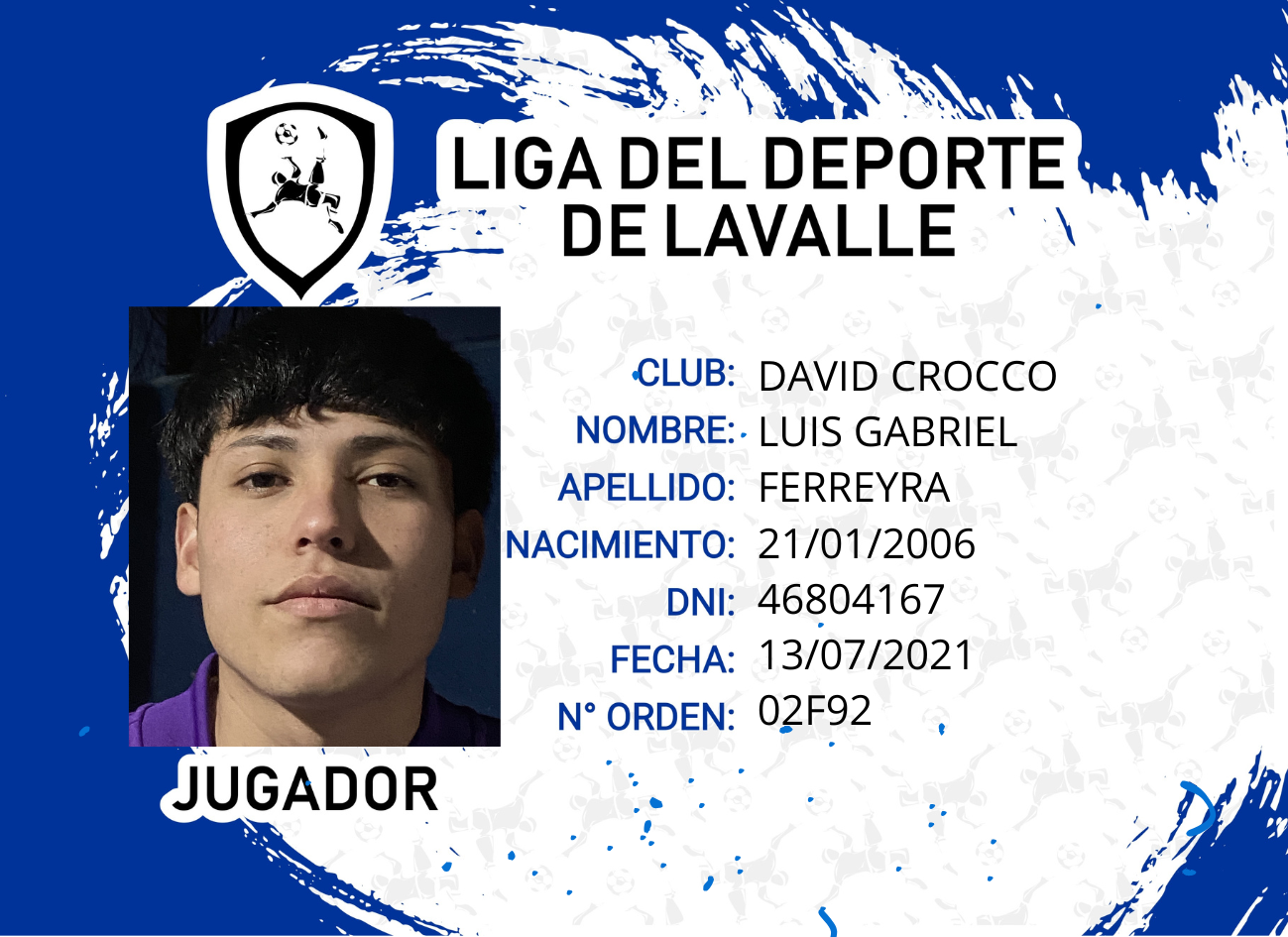 Foto carnet FERREYRA LUIS GABRIEL