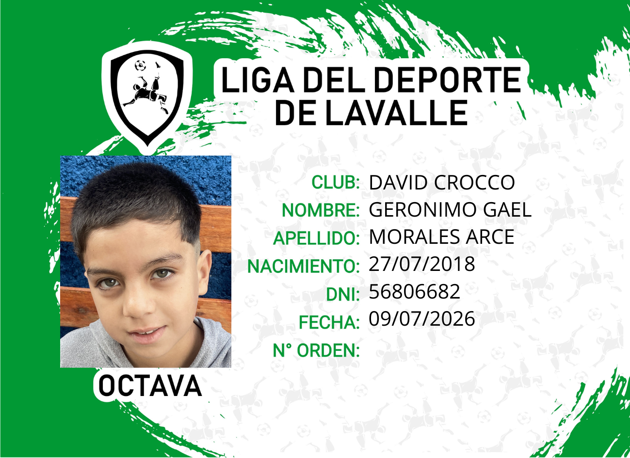 Foto carnet MORALES ARCE GERENIMO GAEL