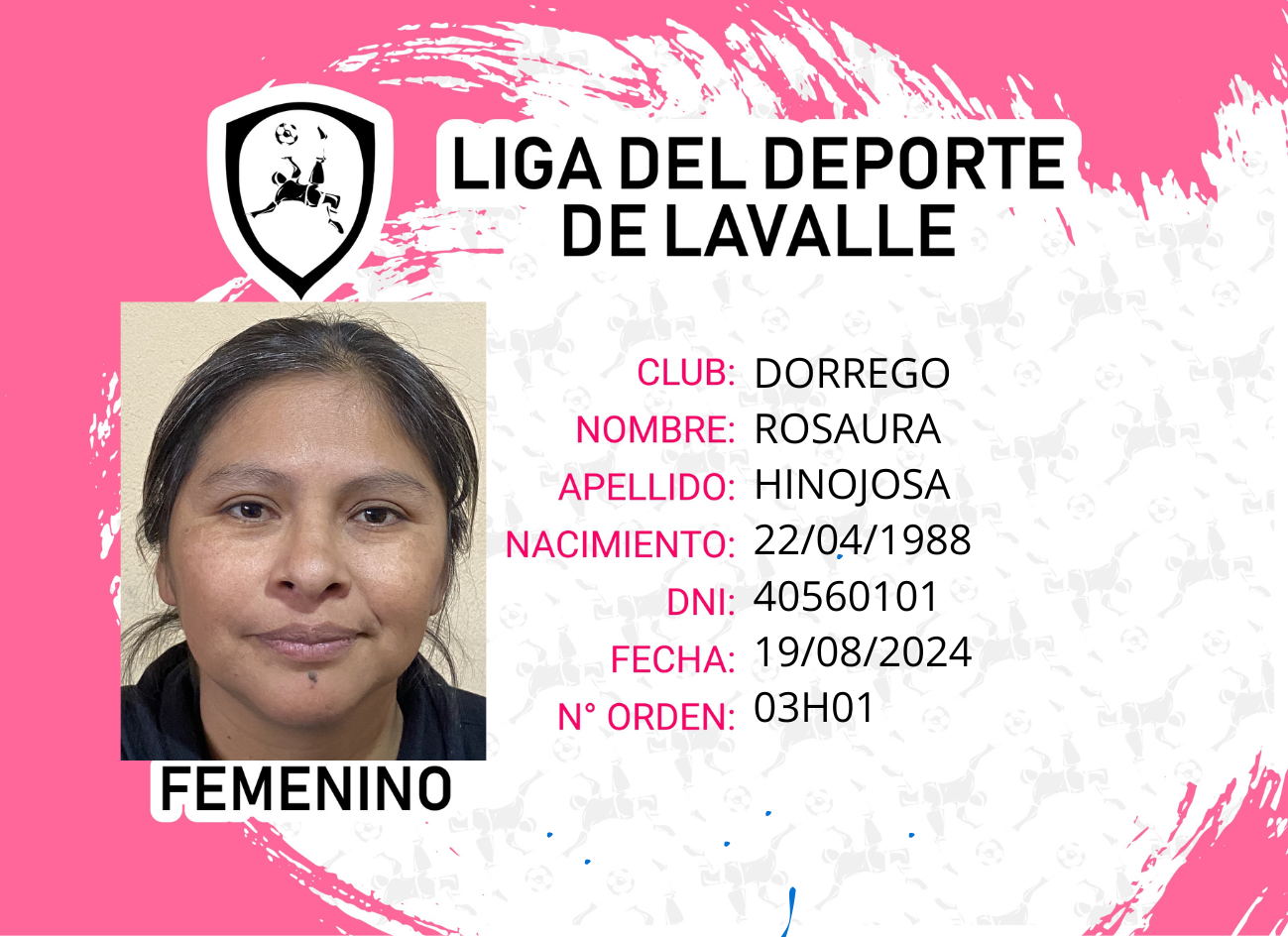 Foto carnet HINOJOSA, ROSAURA