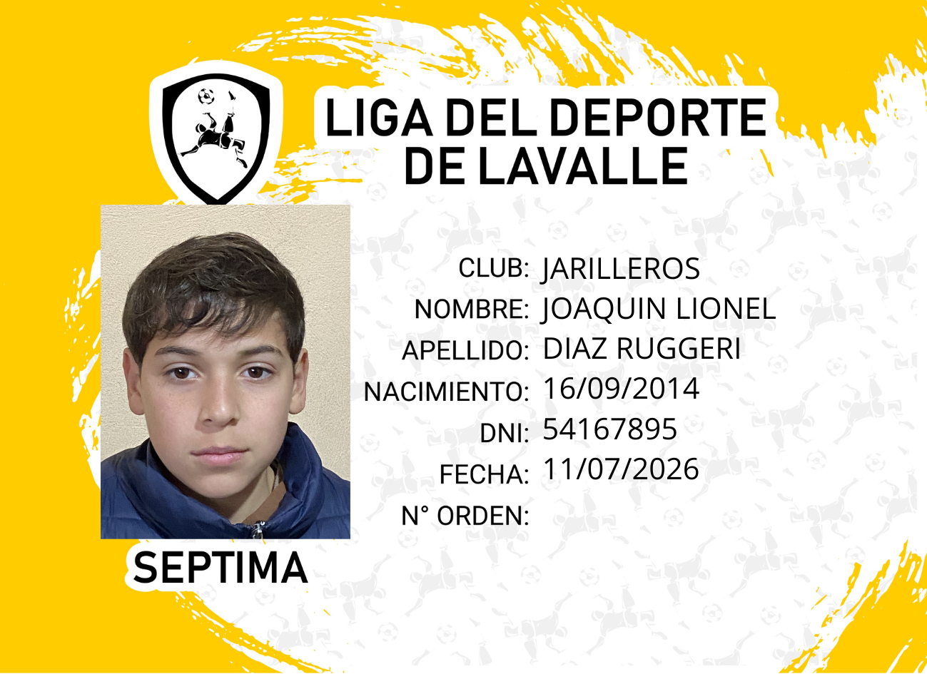 Foto carnet DIAZ RUGGERI, JOAQUIN LIONEL