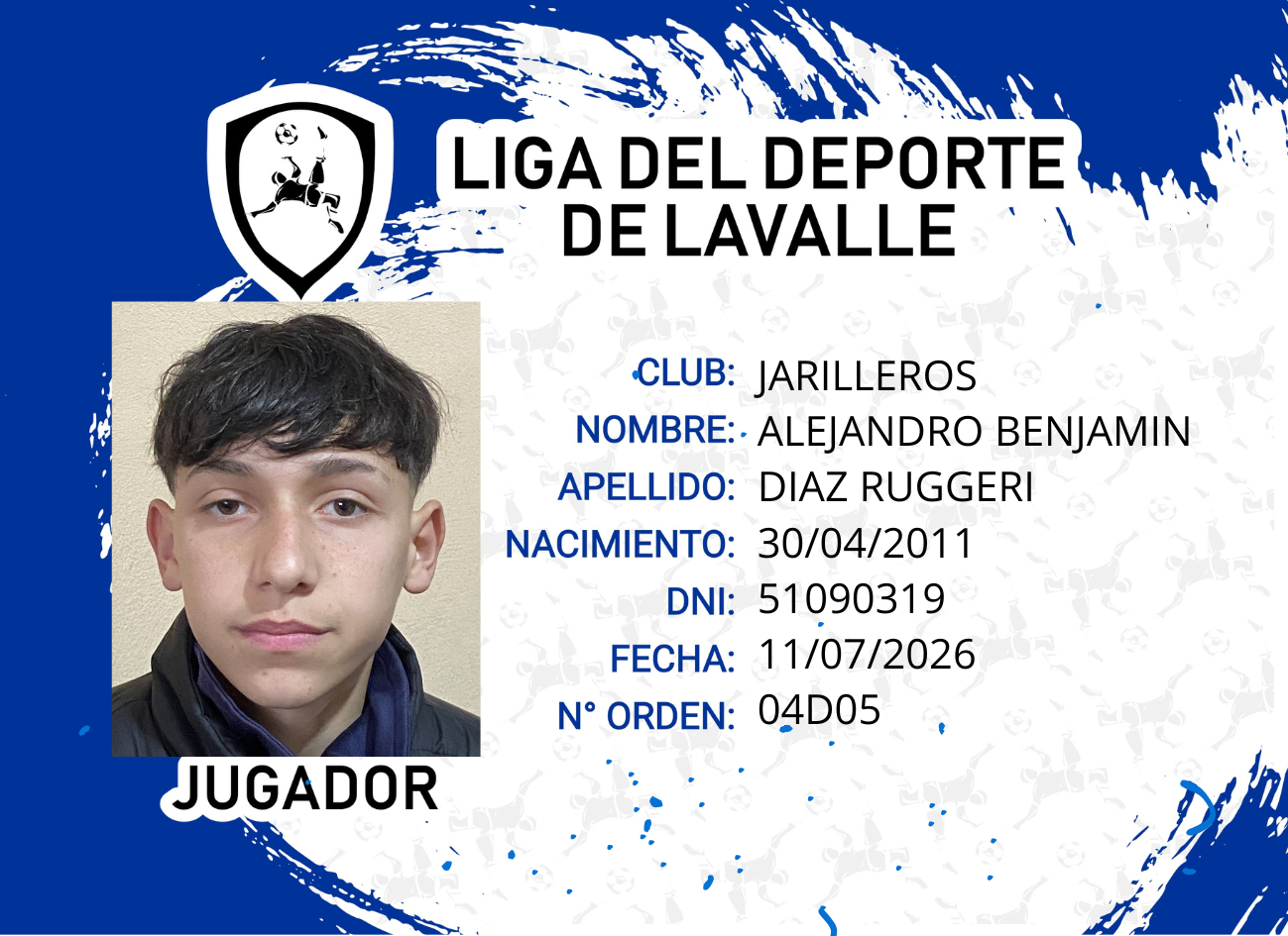 Foto carnet DIAZ RUGGERI, ALEJANDRO BENJAMIN