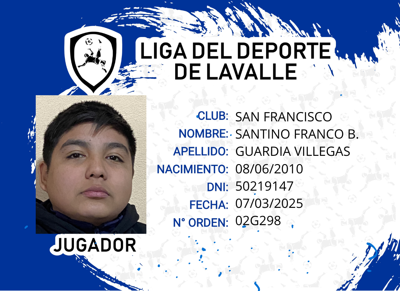Foto carnet GUARDIA VILLEGAS, SANTINO FRANCO B.