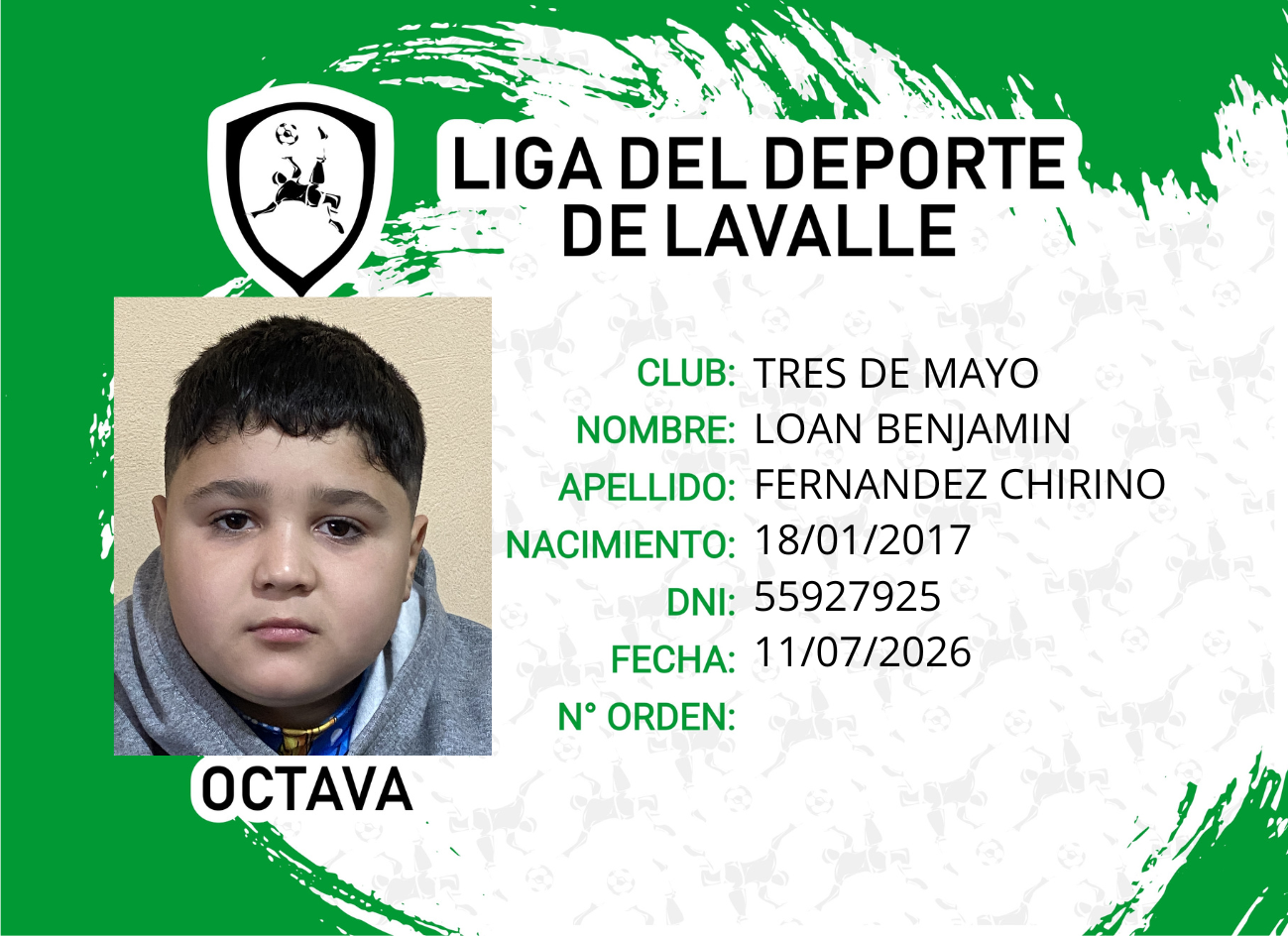 Foto carnet FERNANDEZ CHIRINO, LOAN BENJAMIN
