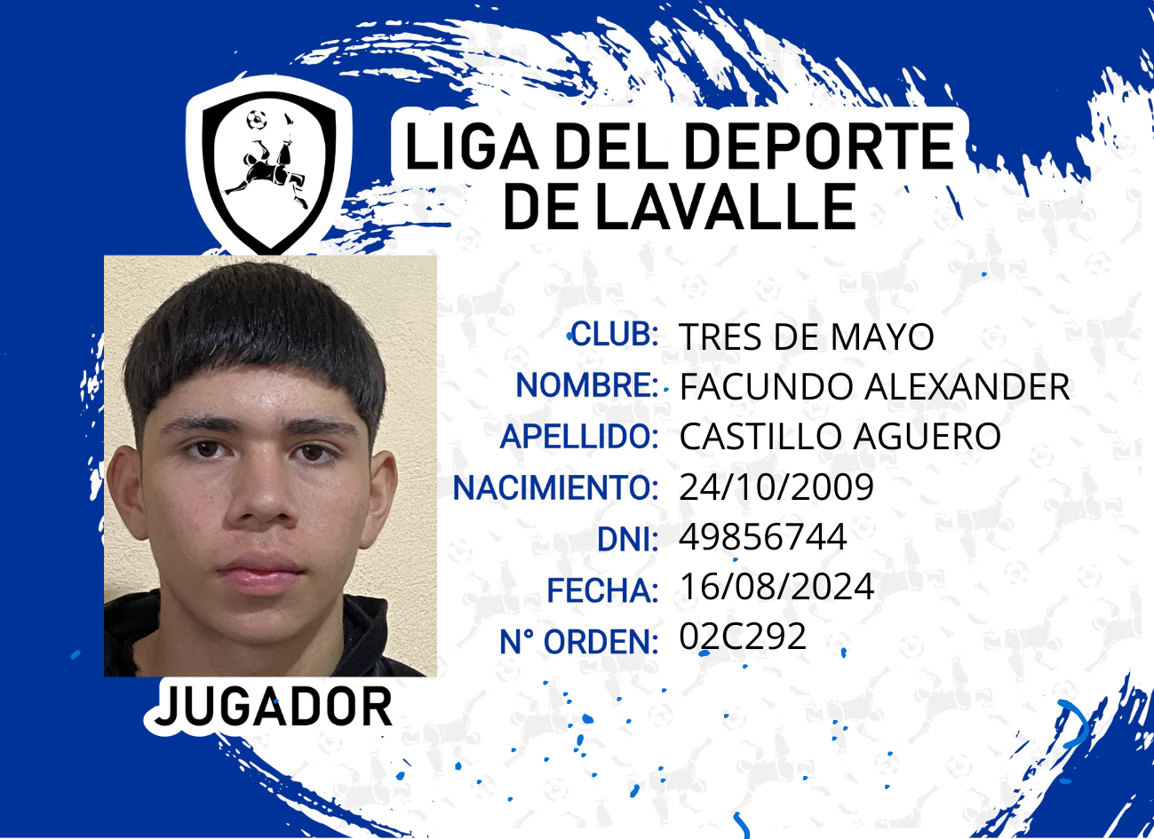 Foto carnet CASTILLO AGUERO, FACUNDO ALEXANDER