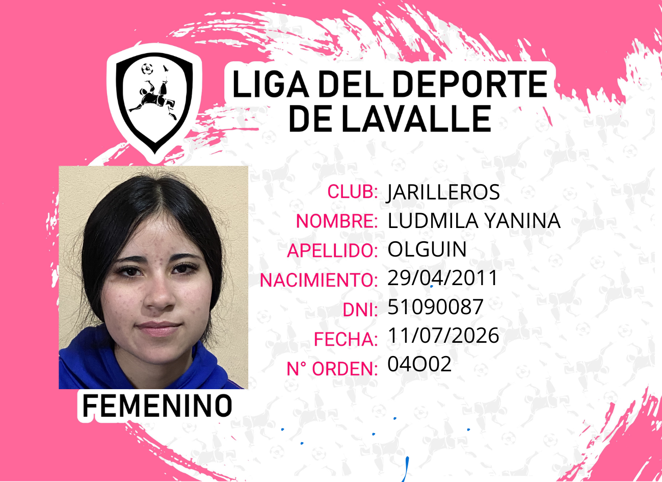 Foto carnet OLGUIN, LUDMILA YANINA