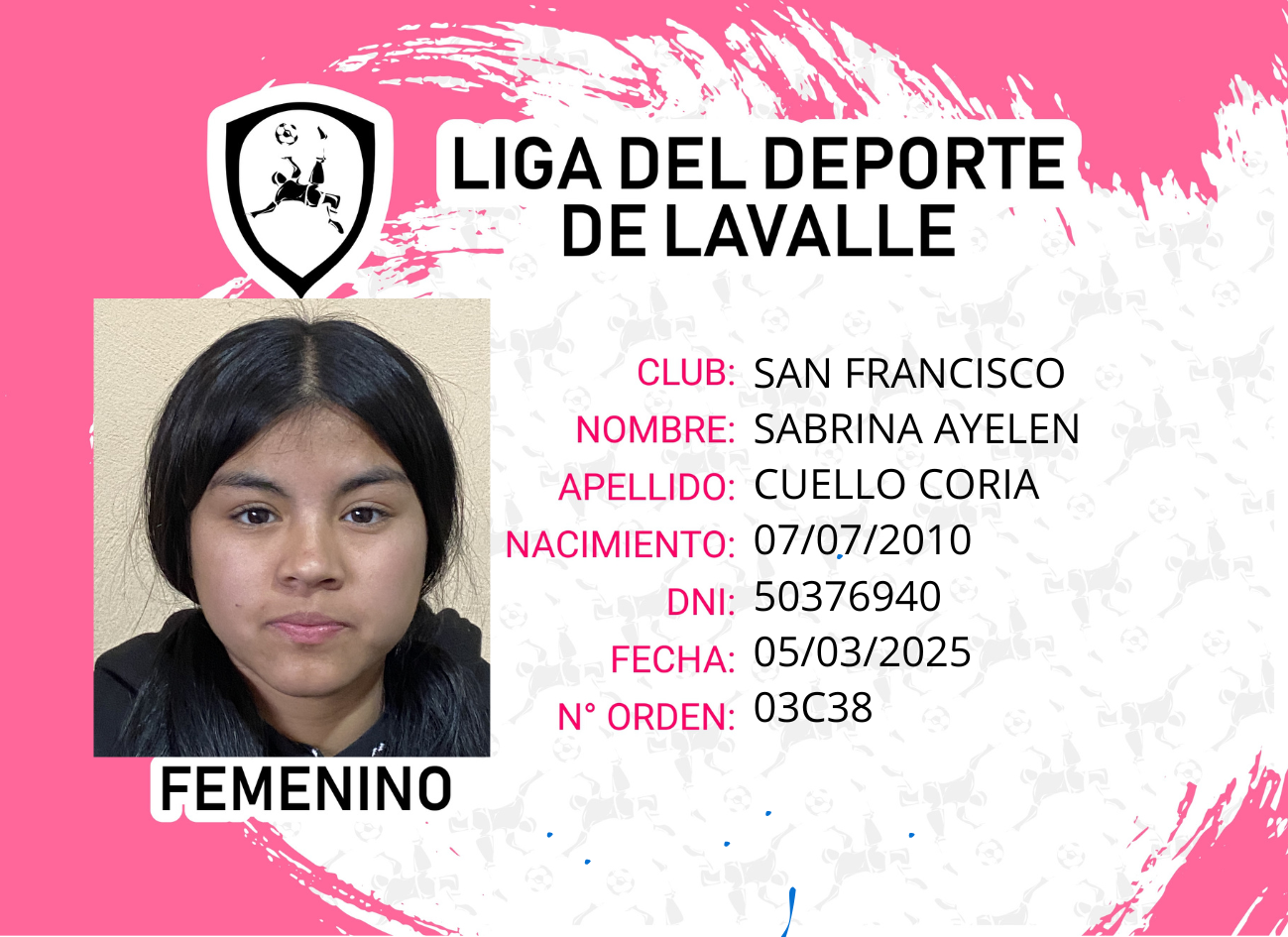 Foto carnet CUELLO CORIA, SABRINA AYELEN