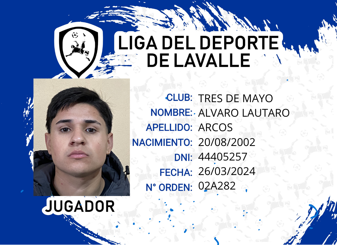 Foto carnet ARCOS, ALVARO LAUTARO