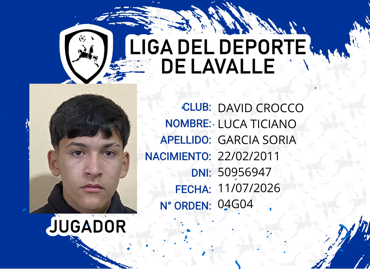 Foto carnet GARCIA SORIA, LUCA TICIANO