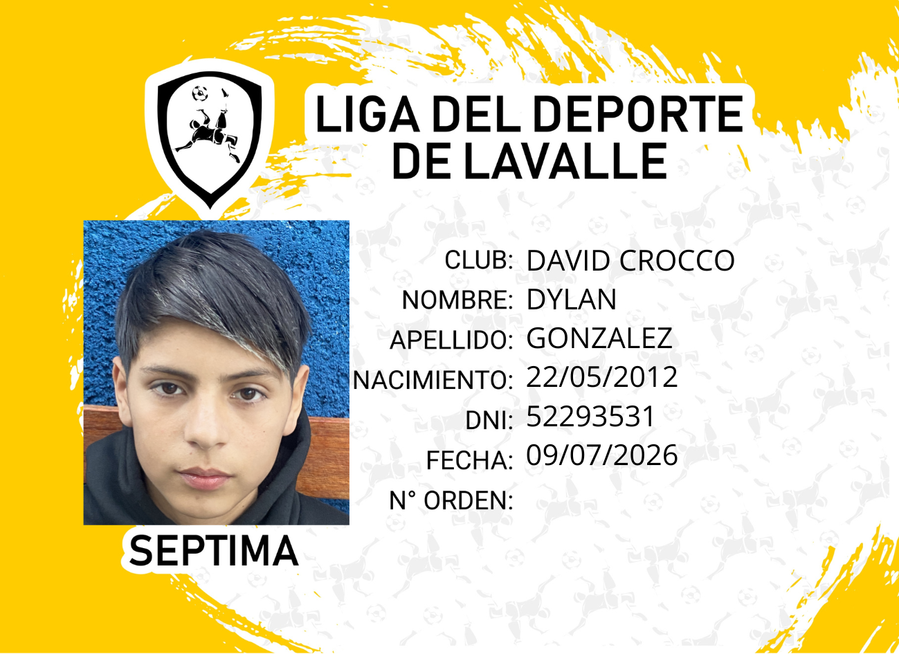 Foto carnet GONZALEZ DYLAN 