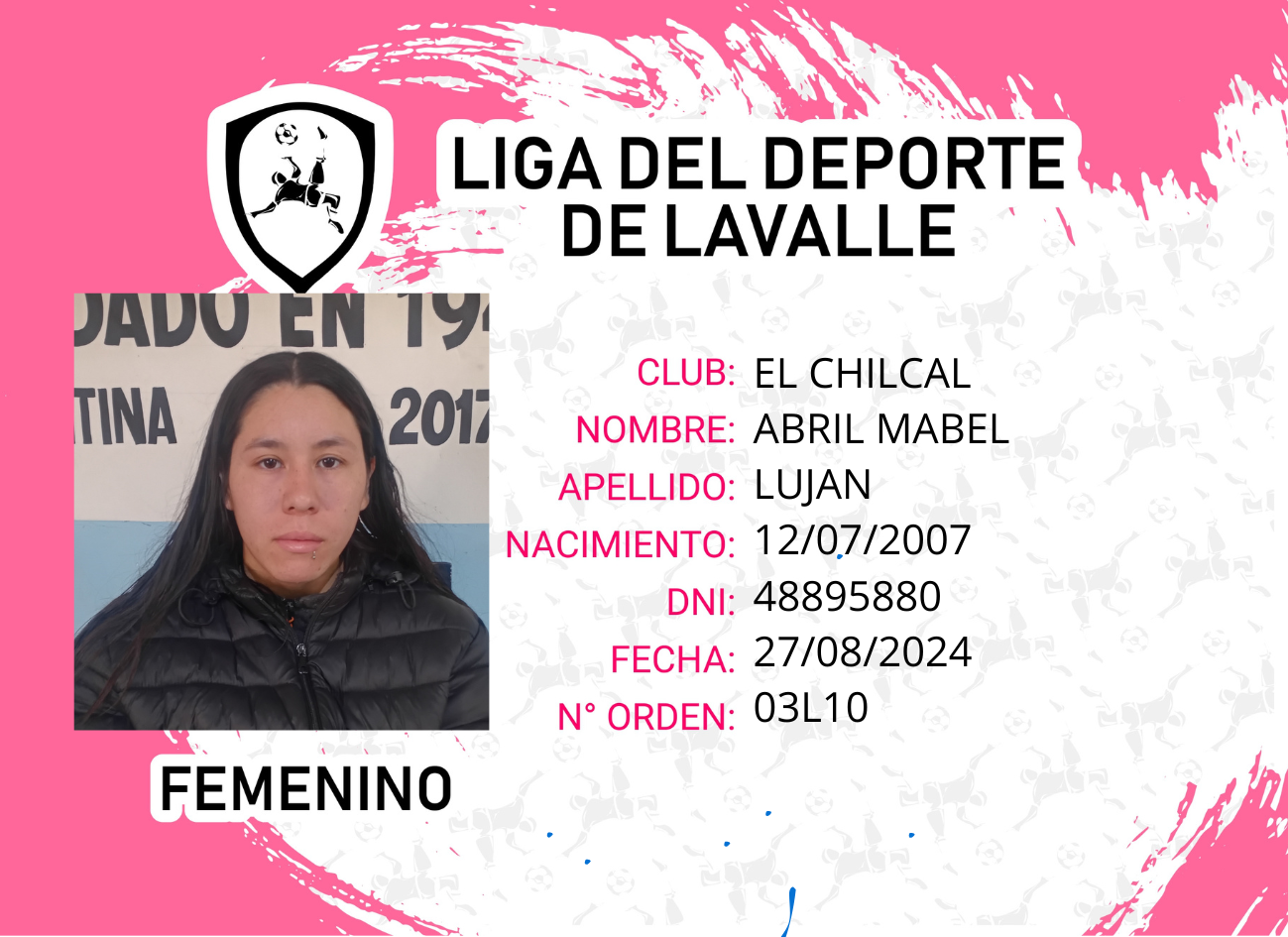 Foto carnet LUJAN ABRIL MABEL