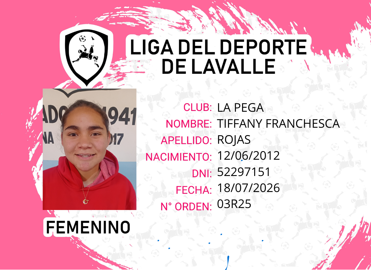 Foto carnet ROJAS TIFFANY FRANCHESCA