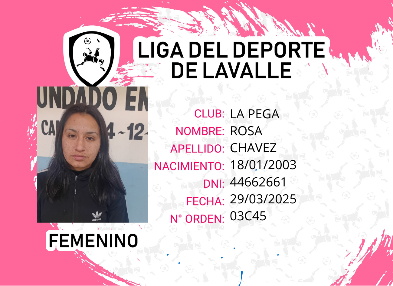 Foto carnet CHAVES ROSA