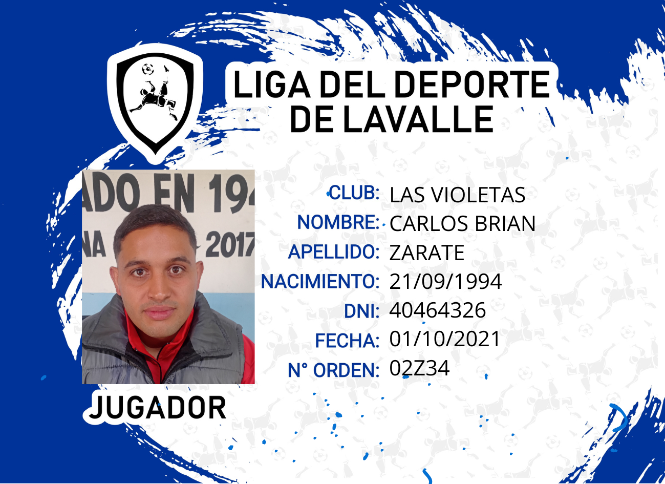 Foto carnet ZARATE CARLOS BRIAN