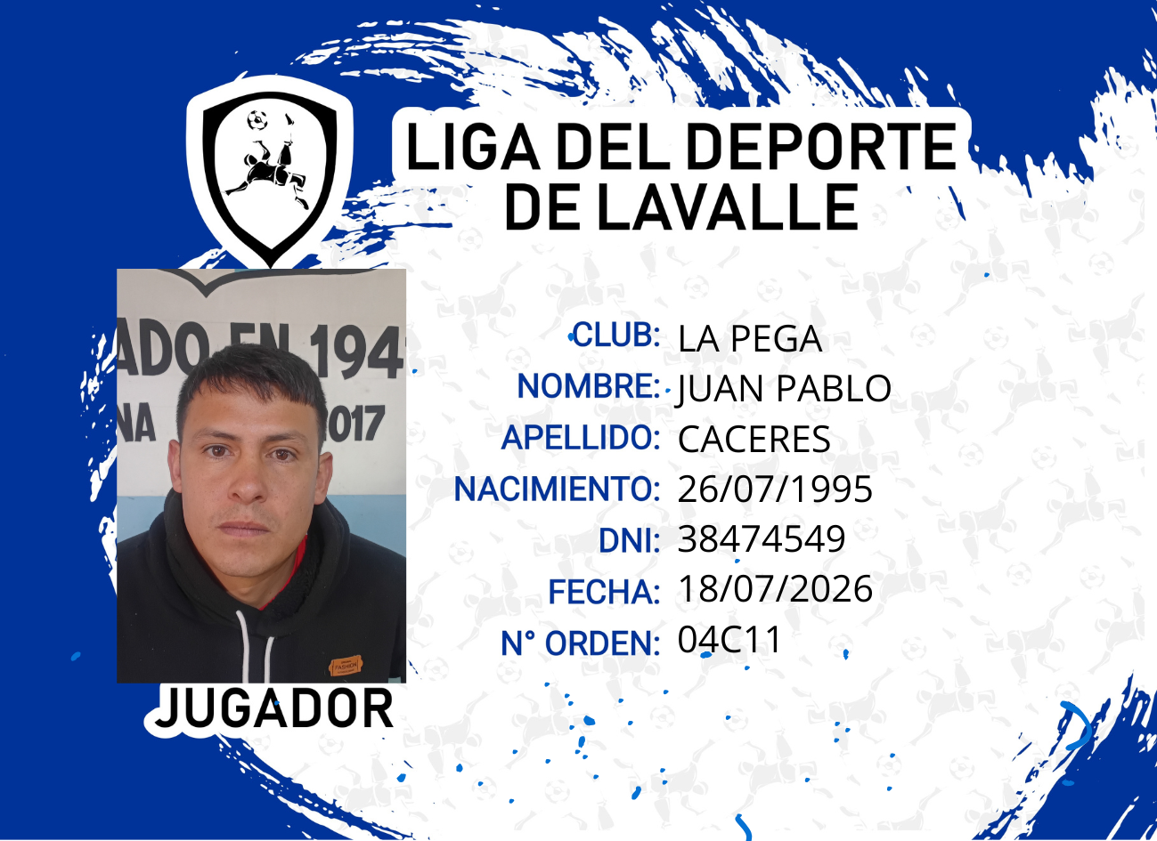 Foto carnet CACERES JUAN PABLO