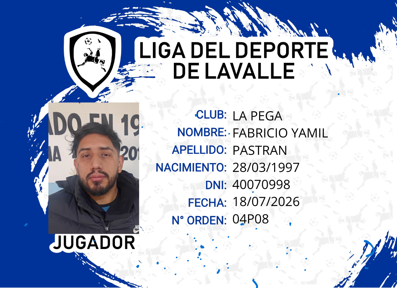 Foto carnet PASTRAN FABRICIO YAMIL
