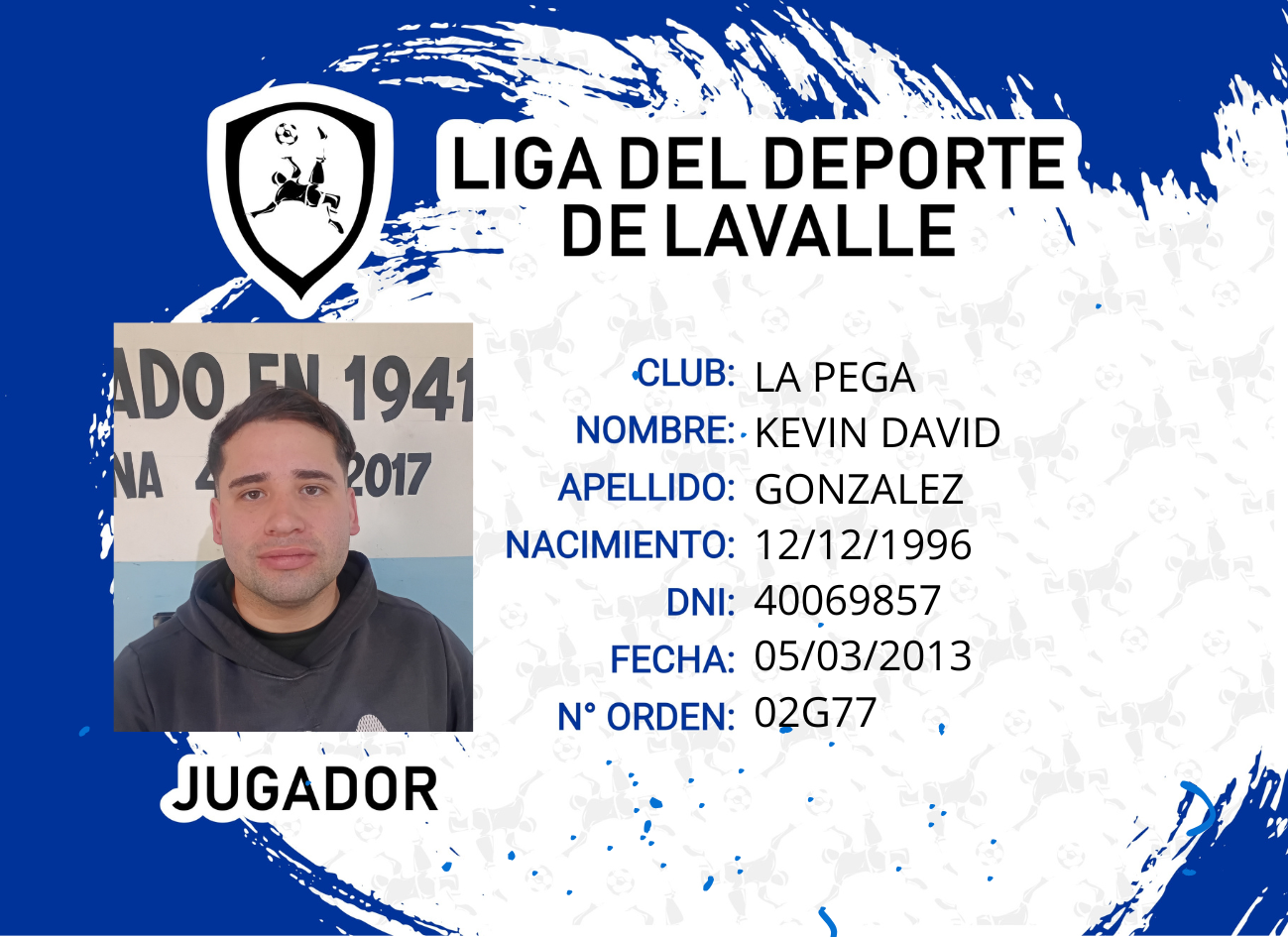 Foto carnet GONZALEZ KEVIN DAVID
