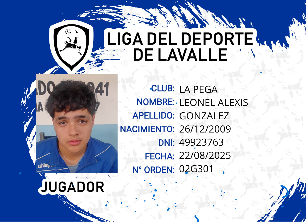Foto carnet GONZALEZ LEONEL ALEXIS 