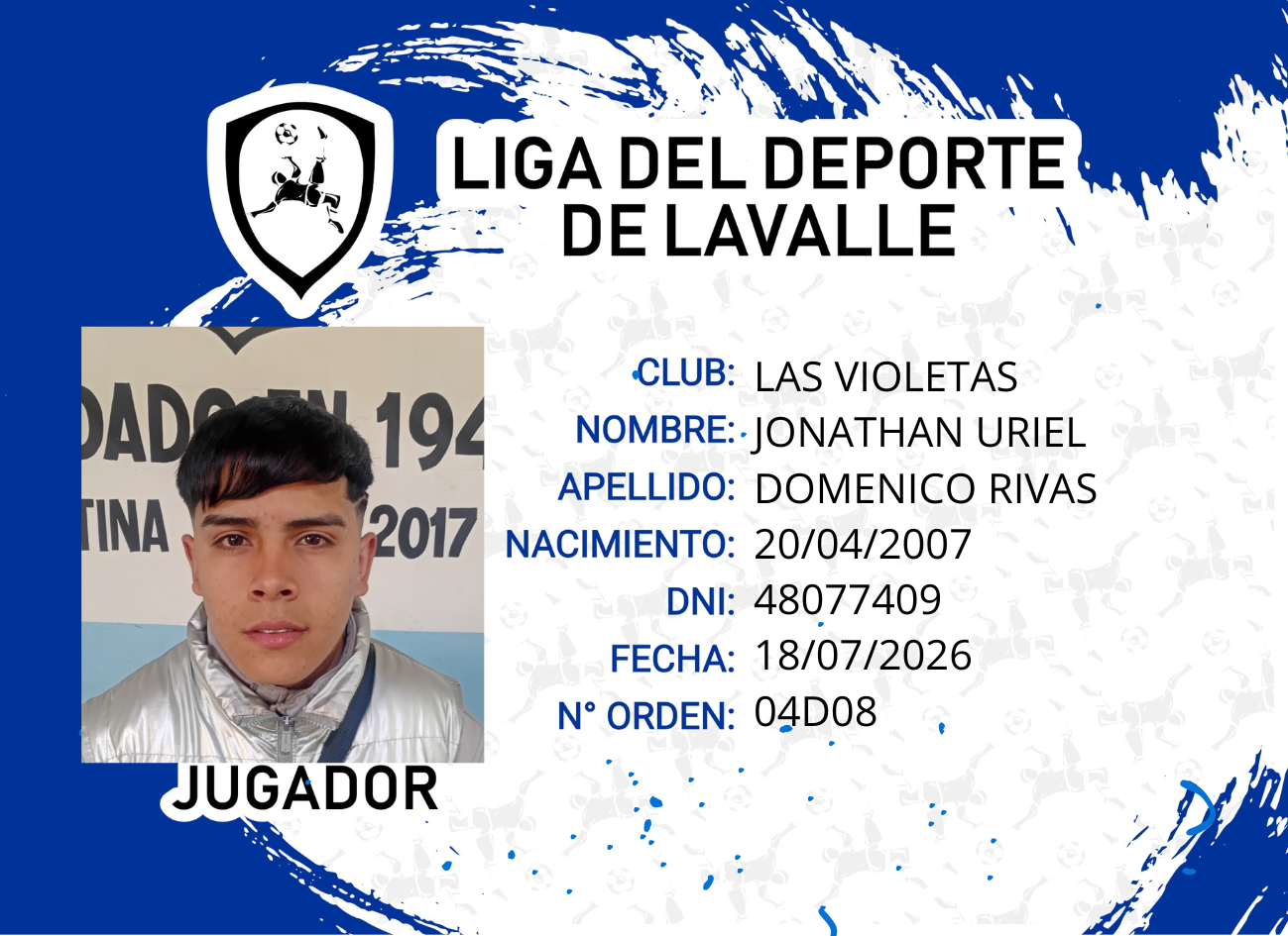Foto carnet DOMENICO RIVAS JONATHAN