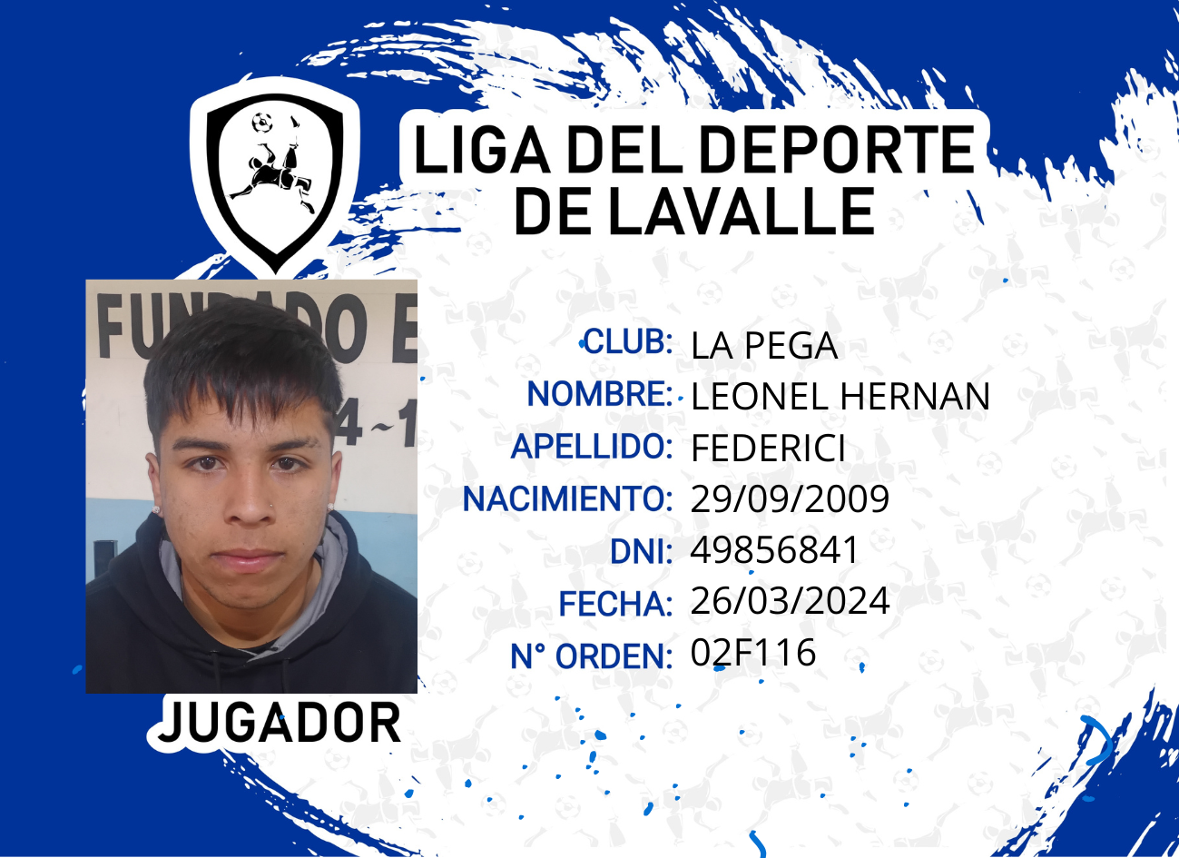 Foto carnet FEDERICI LEONEL HERNAN