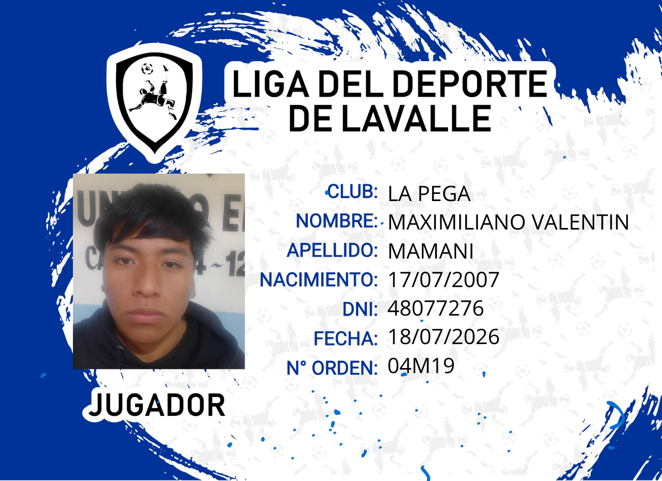Foto carnet MAMANI MAXIMILIANO VALEN