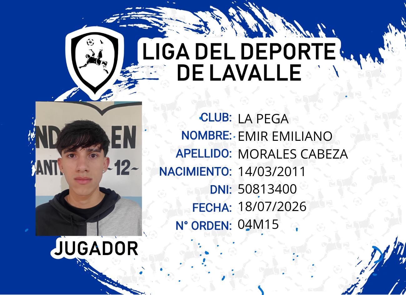 Foto carnet MORALEZ CABEZA EMIR EMILIANO