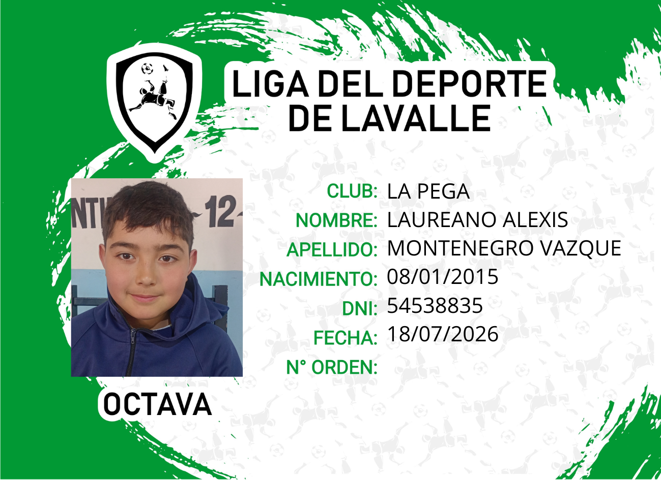 Foto carnet MONTENEGRO LAUREANO ALEXIS 