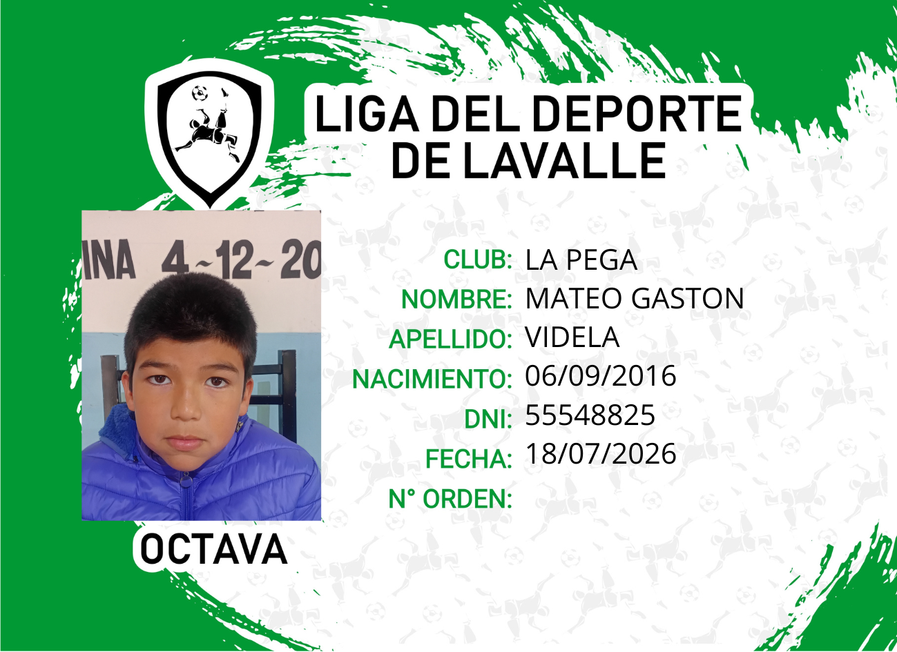 Foto carnet VIDELA MATEO GASTON