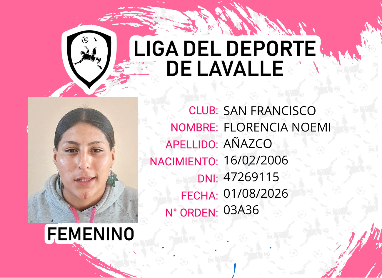 Foto carnet AÑAZCO FLORENCIA NOEMI