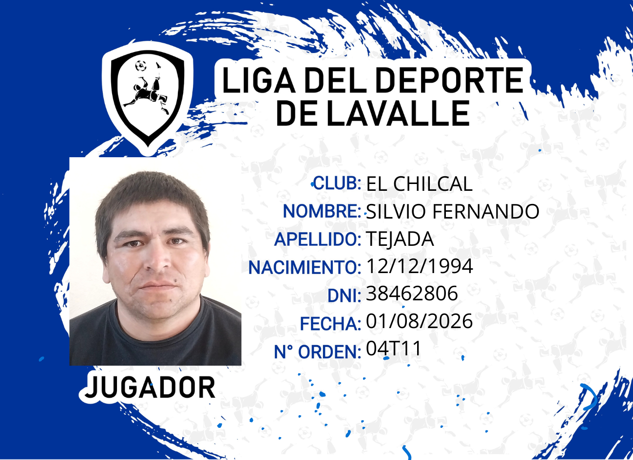 Foto carnet TEJADA SILVIO FERNANDO