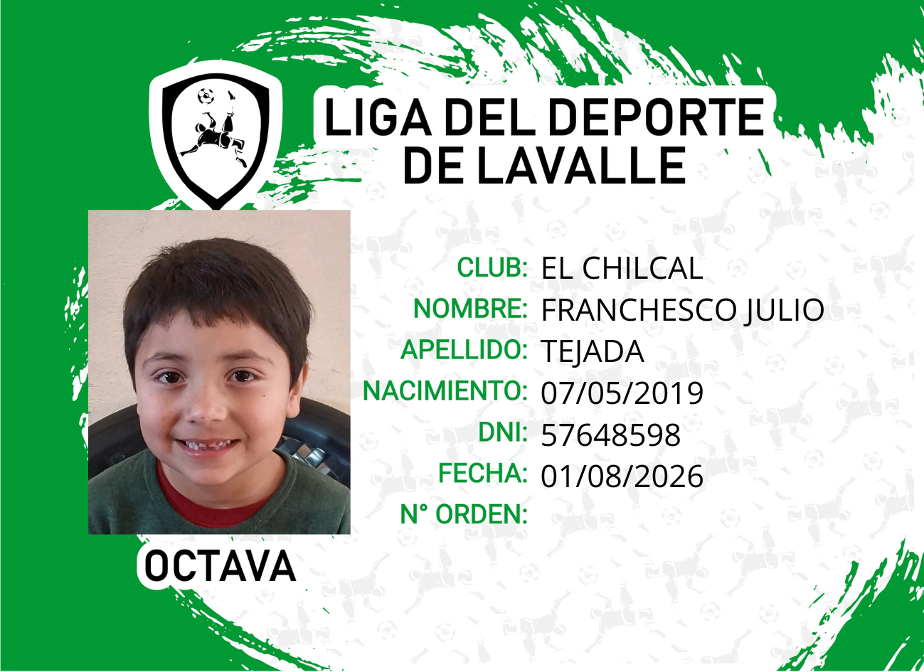 Foto carnet TEJADA FRANCHESCO JULIO