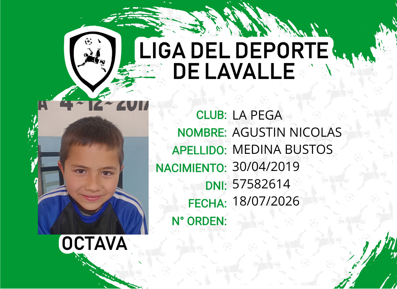 Foto carnet MEDINA BUSTOS AGUSTIN NICOLAS 