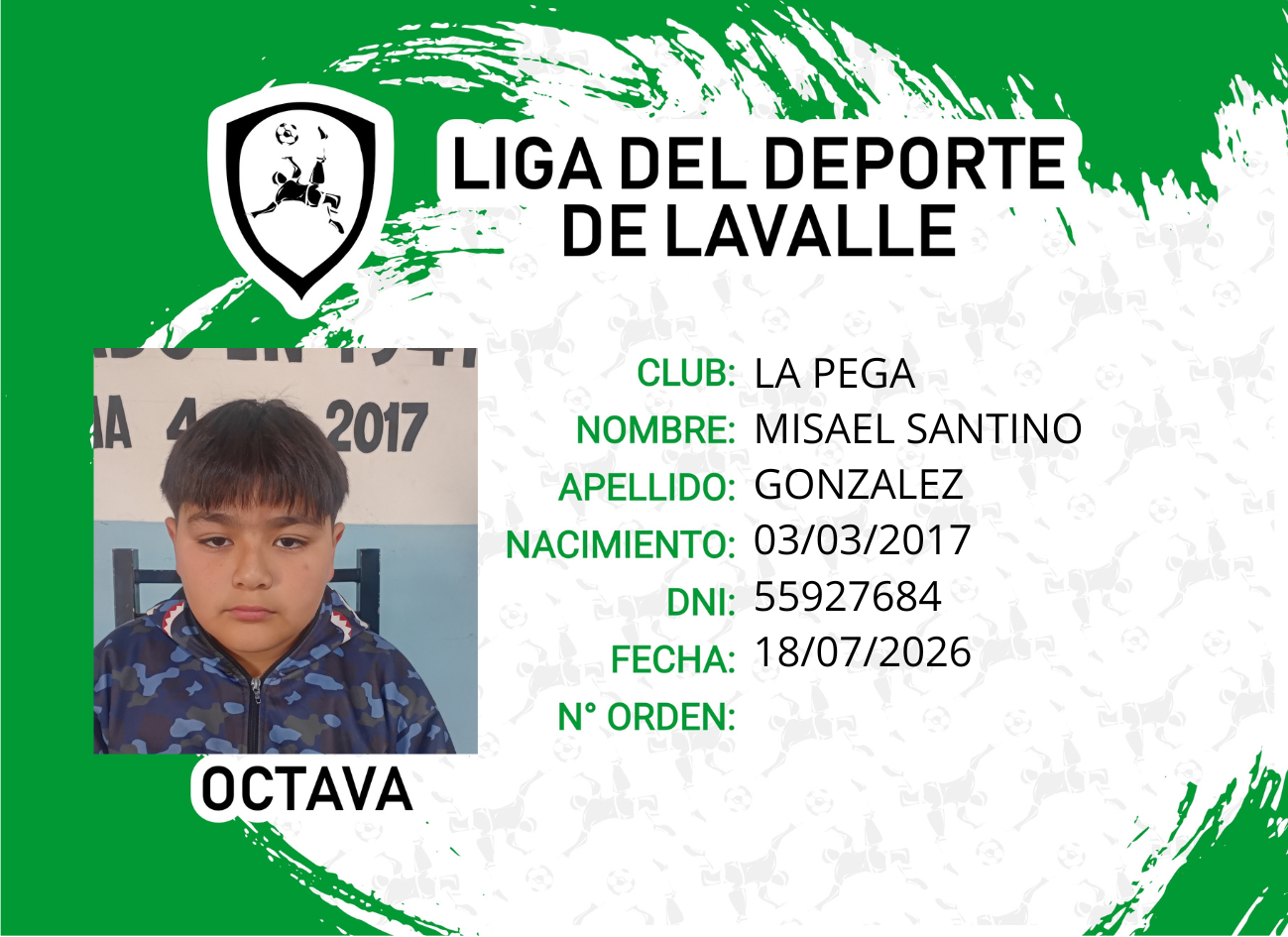 Foto carnet GONZALEZ MISAEL SANTINO