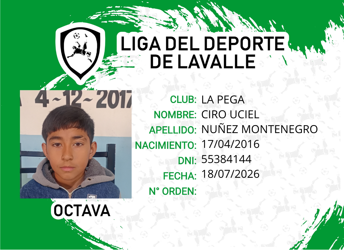 Foto carnet NUÑEZ MONTENEGRO CIRO URIEL